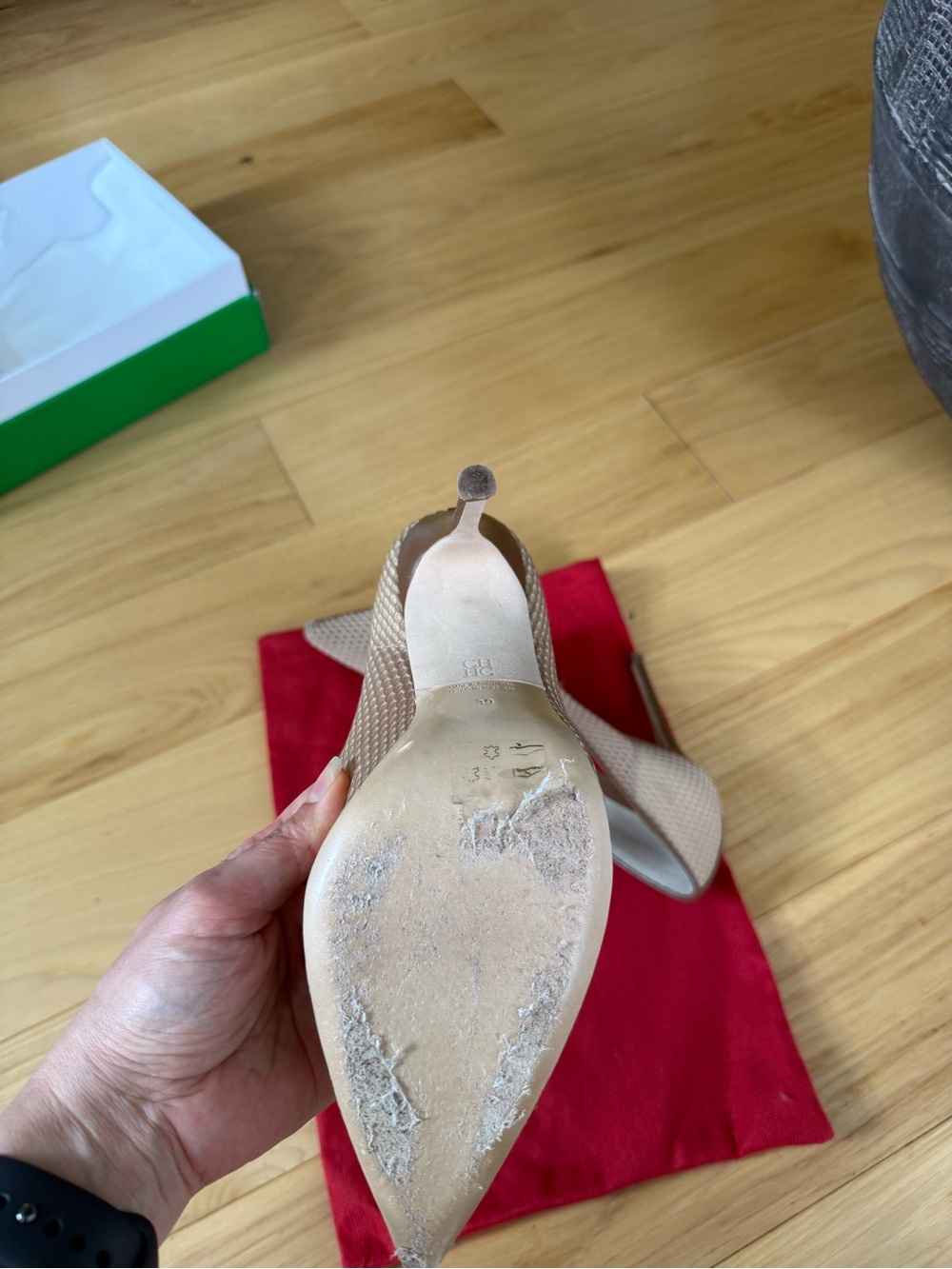 Textured Pointed-Toe High Heels in Taupe - Picture 12 of 16